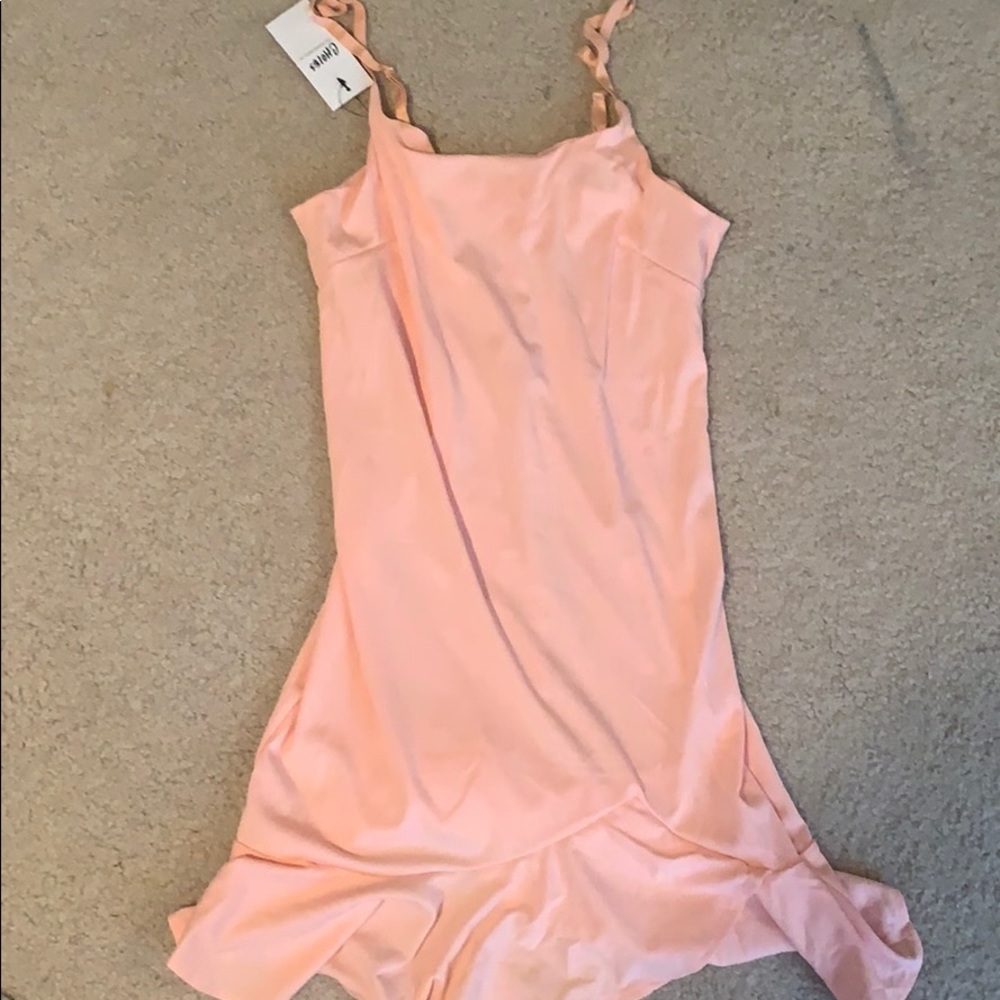 Pink frilly mini dress